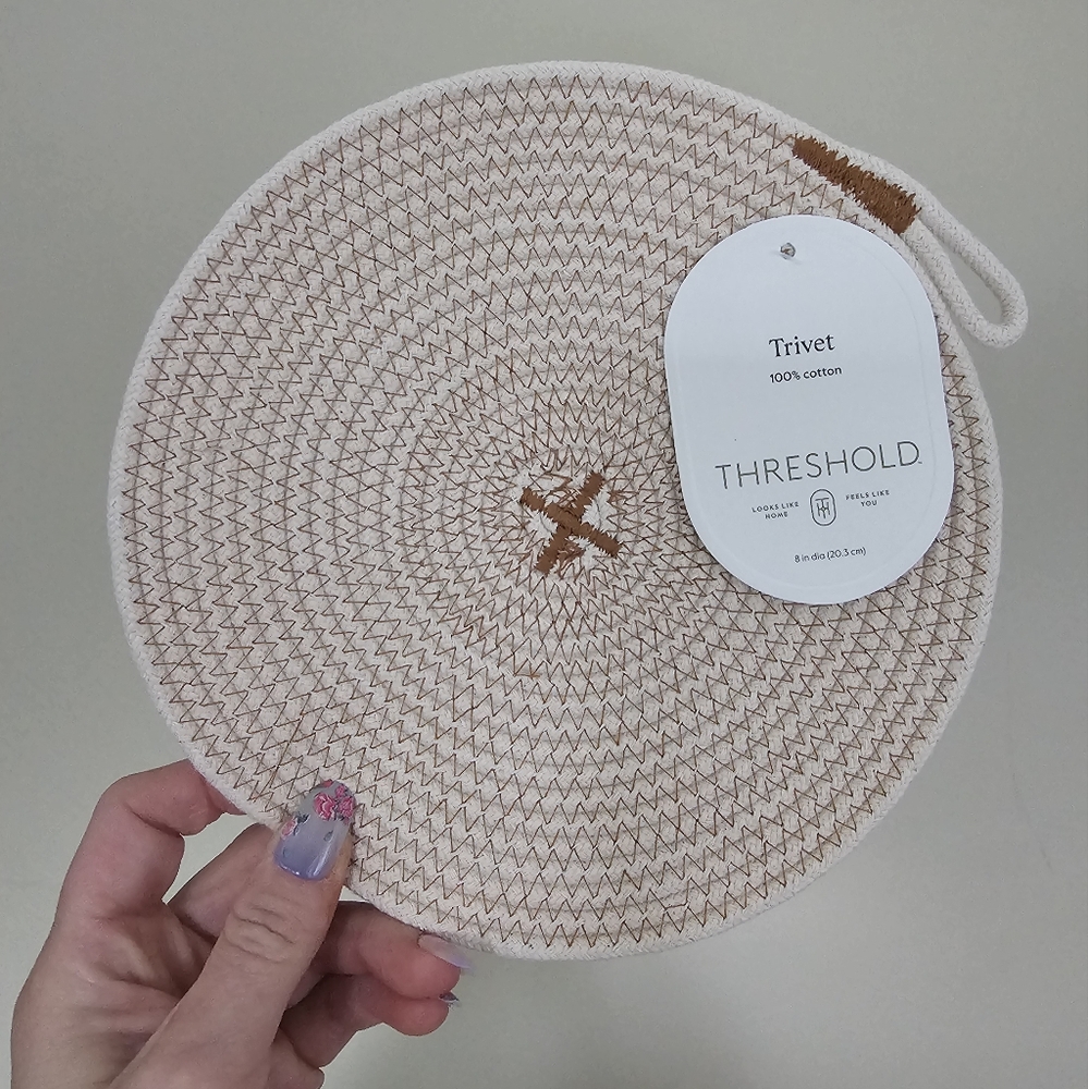 Threshold Woven Round Cream Woven Trivet Set Of 4 New With Tags